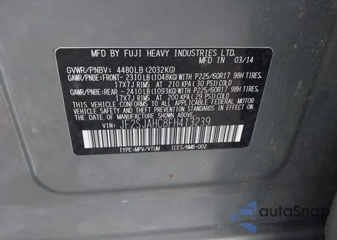 2015 Subaru Forester 2.5I Limited из США, поврежденный, VIN JF2SJAHC8FH413239